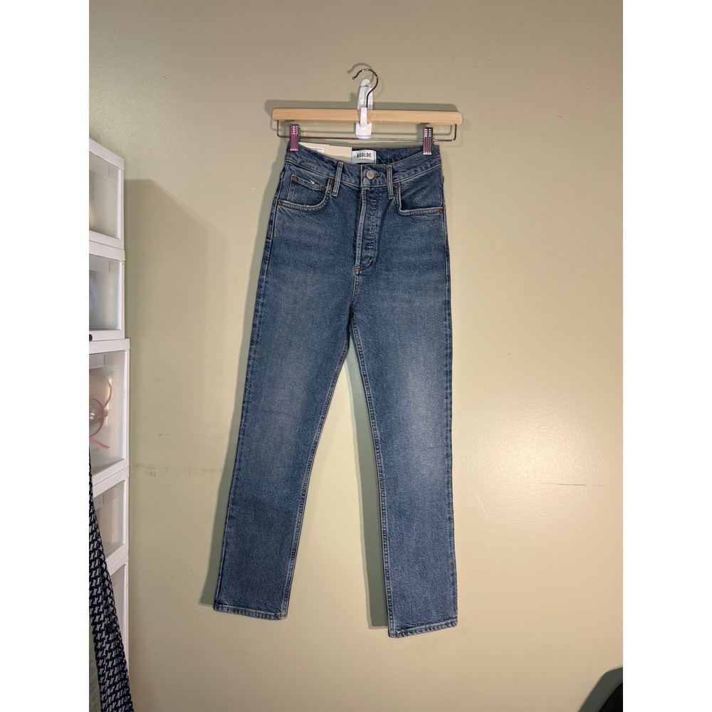 AGOLDE Riley High Rise Straight Crop Jeans Transfer Rich Blue A056D-1255 Size 23